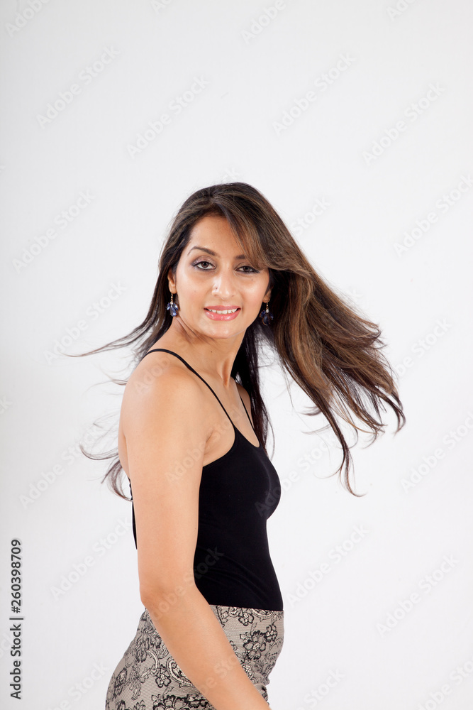 Pretty woman with her hair flying Pretty woman with her hair flying