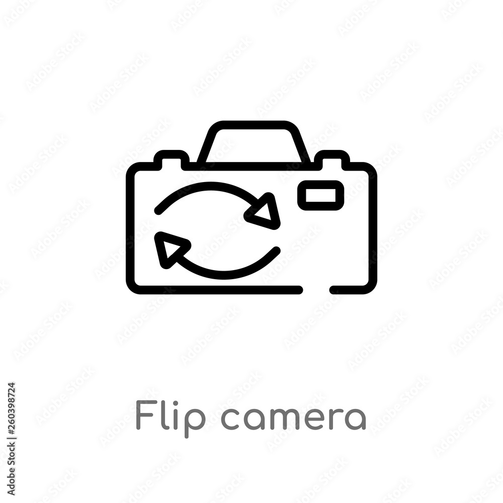 outline flip camera vector icon. isolated black simple line element illustration from electronic stuff fill concept. editable vector stroke flip camera icon on white background outline flip camera vector icon. isolated black simple line element illustration from electronic stuff fill concept. editable vector stroke flip camera icon on white background