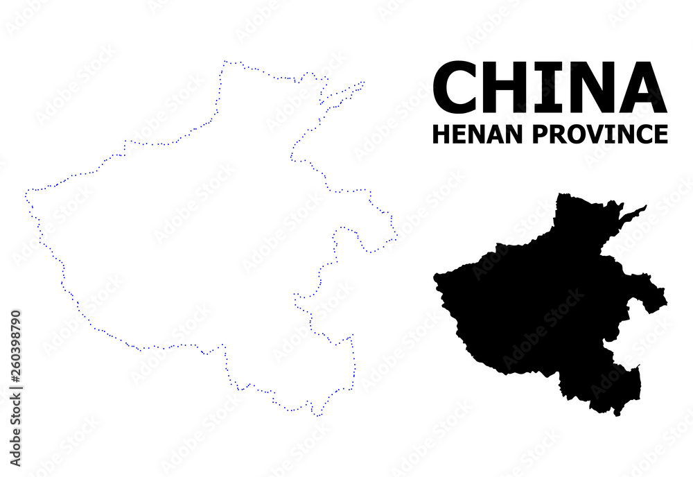 Vector Contour Dotted Map of Henan Province with Name