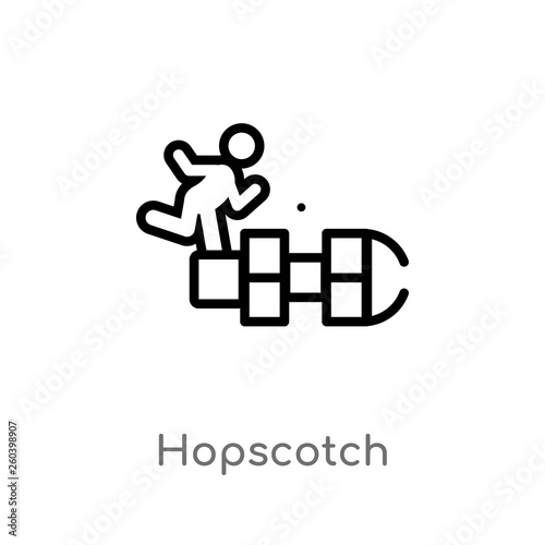 outline hopscotch vector icon. isolated black simple line element illustration from entertainment concept. editable vector stroke hopscotch icon on white background