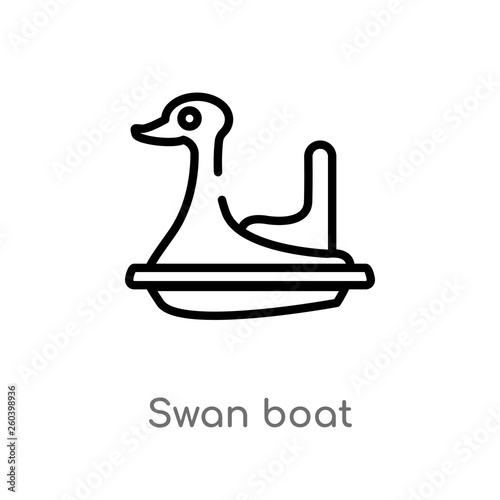 outline swan boat vector icon. isolated black simple line element illustration from entertainment concept. editable vector stroke swan boat icon on white background