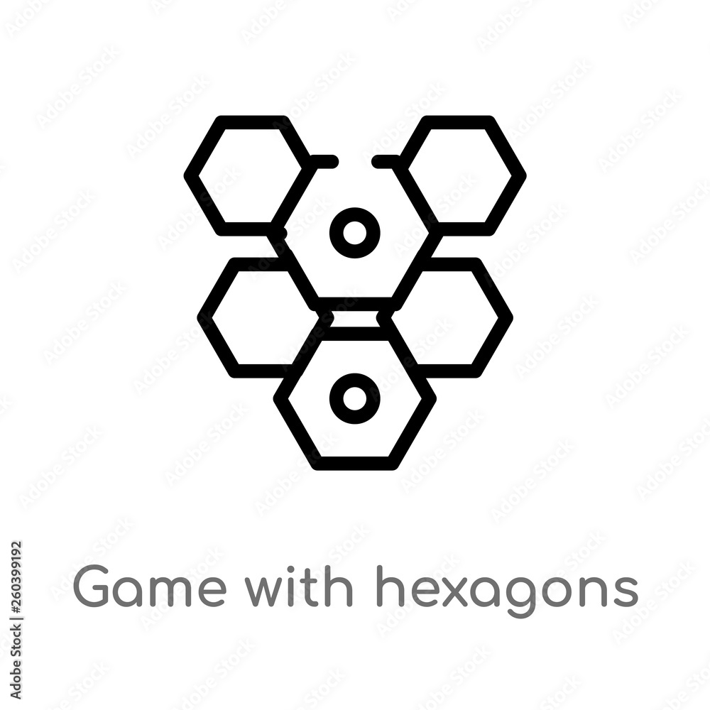 outline game with hexagons vector icon. isolated black simple line element illustration from entertainment concept. editable vector stroke game with hexagons icon on white background outline game with hexagons vector icon. isolated black simple line element illustration from entertainment concept. editable vector stroke game with hexagons icon on white background