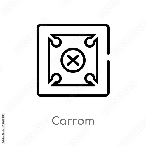 outline carrom vector icon. isolated black simple line element illustration from entertainment concept. editable vector stroke carrom icon on white background