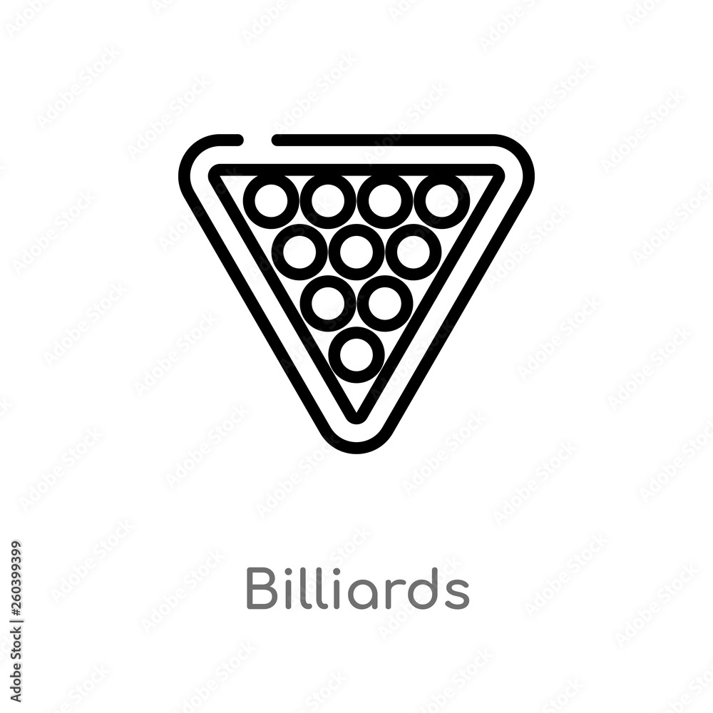 outline billiards vector icon. isolated black simple line element illustration from entertainment and arcade concept. editable vector stroke billiards icon on white background outline billiards vector icon. isolated black simple line element illustration from entertainment and arcade concept. editable vector stroke billiards icon on white background