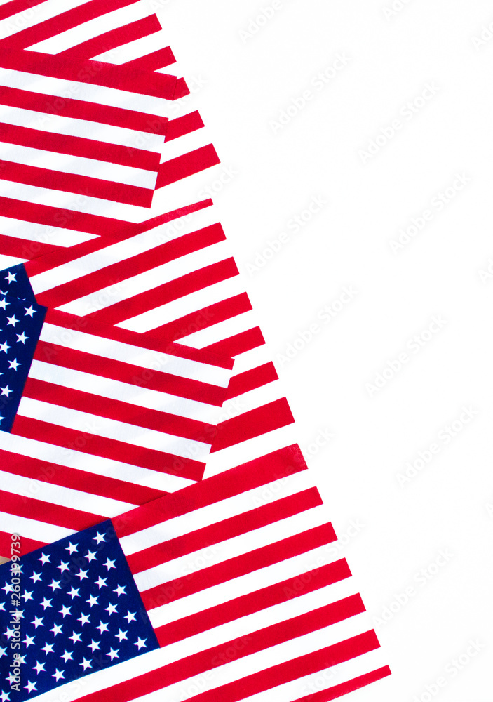 veetical abstract border of American flags isolated on white veetical abstract border of American flags isolated on white