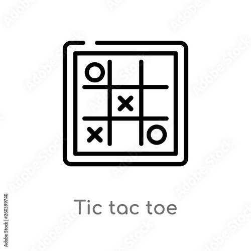 outline tic tac toe vector icon. isolated black simple line element illustration from entertainment concept. editable vector stroke tic tac toe icon on white background