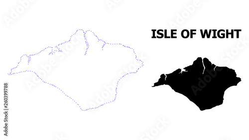 Vector Contour Dotted Map of Isle of Wight with Caption