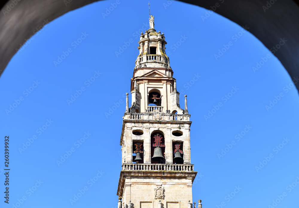 Cordoba, Andalusia, Spain. Torre del Alminar, the cathedral bell tower
