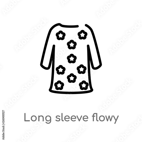 outline long sleeve flowy dress vector icon. isolated black simple line element illustration from fashion concept. editable vector stroke long sleeve flowy dress icon on white background