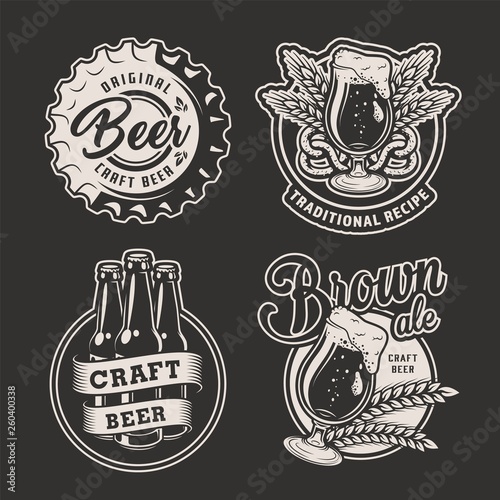 Monochrome brewing badges set