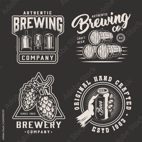 Vintage monochrome brewery emblems