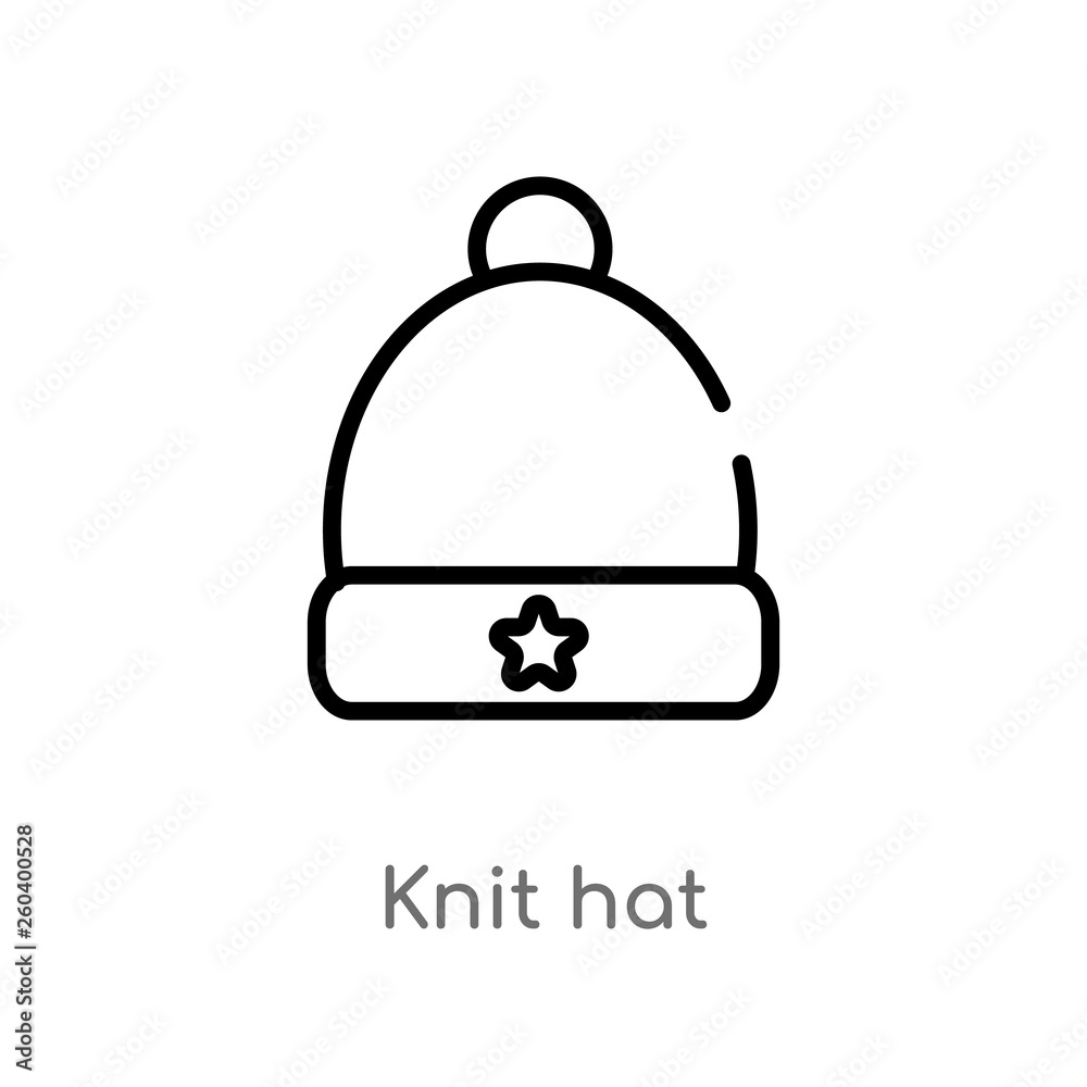 Fototapeta premium outline knit hat vector icon. isolated black simple line element illustration from fashion concept. editable vector stroke knit hat icon on white background