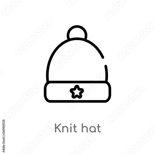 outline knit hat vector icon. isolated black simple line element illustration from fashion concept. editable vector stroke knit hat icon on white background