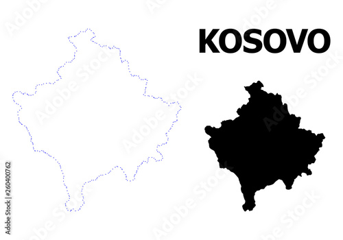 Vector Contour Dotted Map of Kosovo with Name