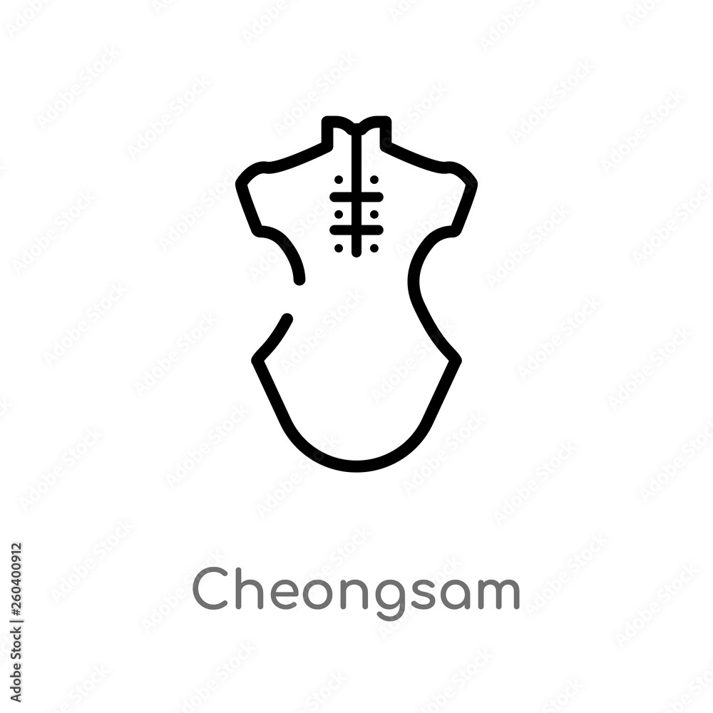 outline cheongsam vector icon. isolated black simple line element illustration from fashion concept. editable vector stroke cheongsam icon on white background