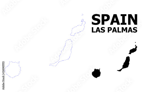Vector Contour Dotted Map of Las Palmas Province with Name