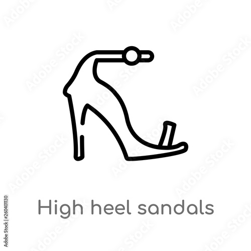 outline high heel sandals vector icon. isolated black simple line element illustration from fashion concept. editable vector stroke high heel sandals icon on white background