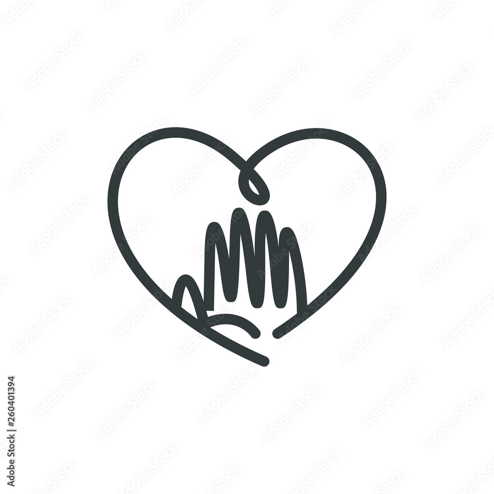 Obraz premium Charity Volunteer Collaboration Heart Love Hands Icon Set 