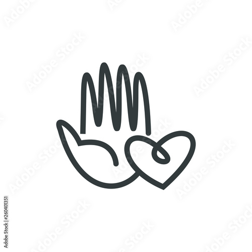 Charity Volunteer Collaboration Heart Love Hands Icon Set	