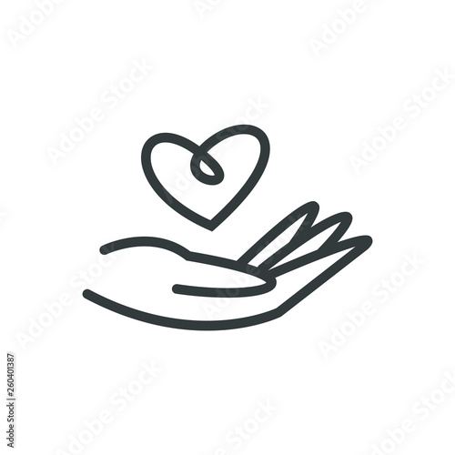 Charity Volunteer Collaboration Heart Love Hands Icon Set	