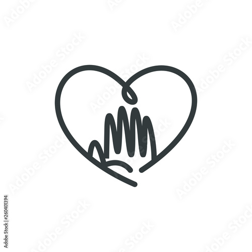 Charity Volunteer Collaboration Heart Love Hands Icon Set	