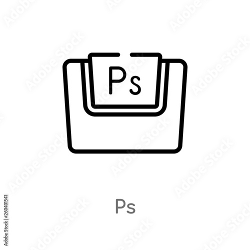 outline ps vector icon. isolated black simple line element illustration from files and folders concept. editable vector stroke ps icon on white background