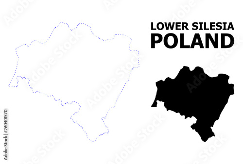 Vector Contour Dotted Map of Lower Silesia Province with Caption