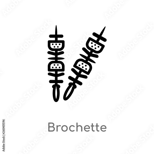 outline brochette vector icon. isolated black simple line element illustration from food concept. editable vector stroke brochette icon on white background
