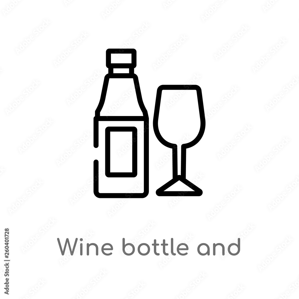 outline wine bottle and glass vector icon. isolated black simple line element illustration from food concept. editable vector stroke wine bottle and glass icon on white background outline wine bottle and glass vector icon. isolated black simple line element illustration from food concept. editable vector stroke wine bottle and glass icon on white background