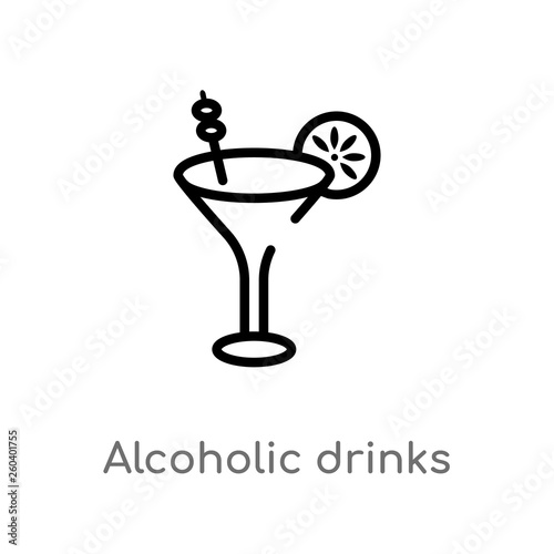 outline alcoholic drinks vector icon. isolated black simple line element illustration from food concept. editable vector stroke alcoholic drinks icon on white background