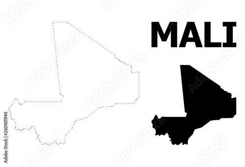 Vector Contour Dotted Map of Mali with Name