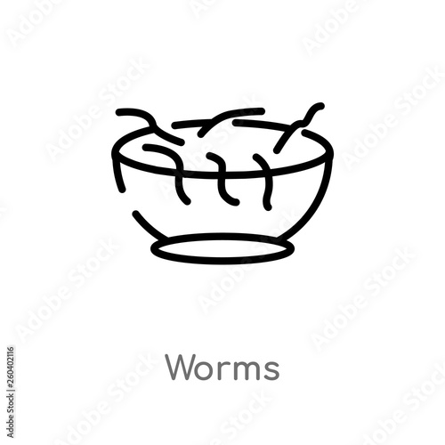 outline worms vector icon. isolated black simple line element illustration from food concept. editable vector stroke worms icon on white background