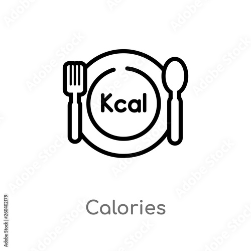 outline calories vector icon. isolated black simple line element illustration from food concept. editable vector stroke calories icon on white background