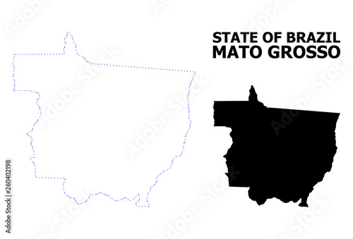 Vector Contour Dotted Map of Mato Grosso State with Name