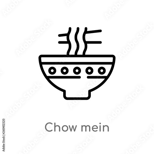 outline chow mein vector icon. isolated black simple line element illustration from food concept. editable vector stroke chow mein icon on white background