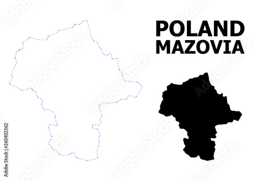 Vector Contour Dotted Map of Mazovia Province with Name photo