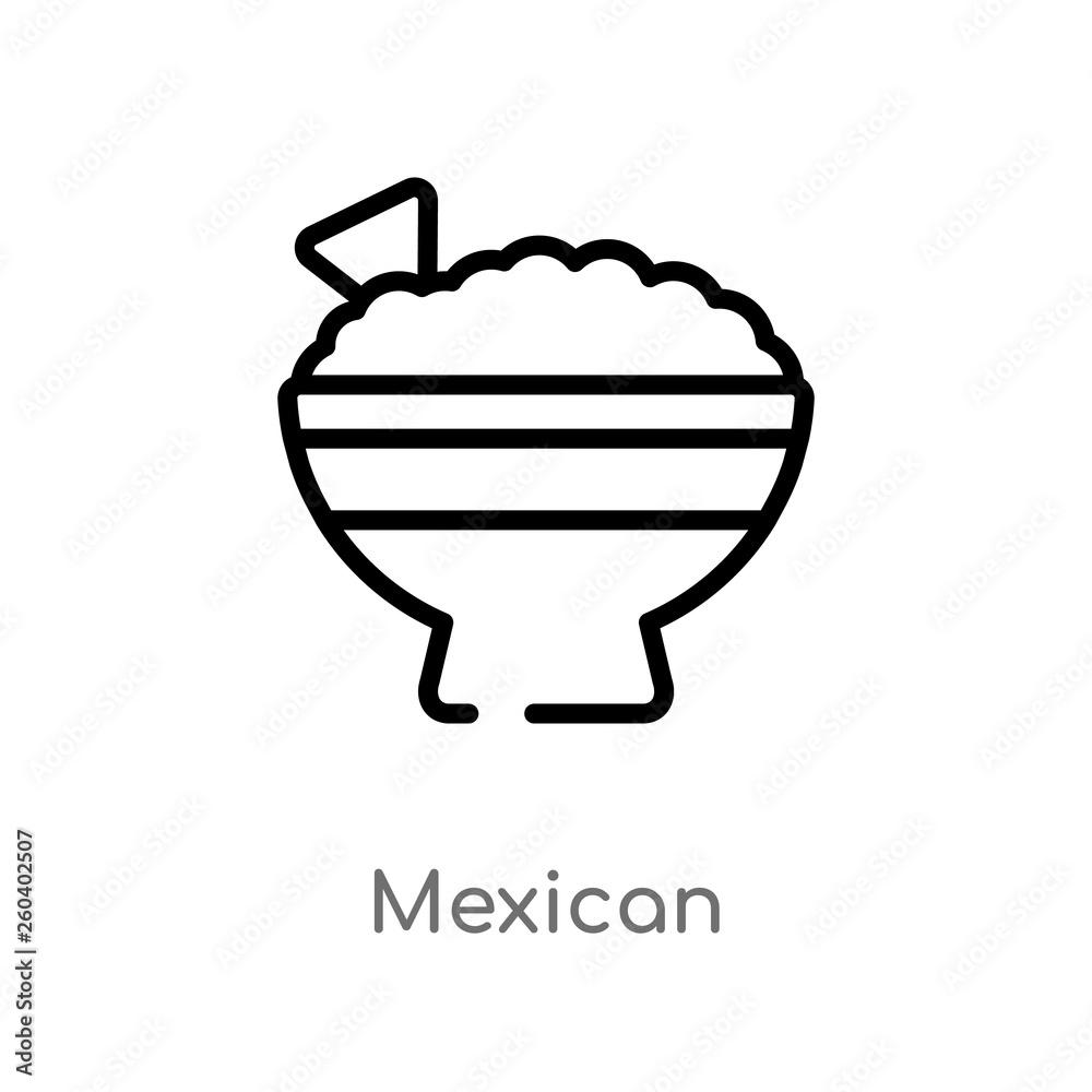 outline mexican vector icon. isolated black simple line element illustration from food concept. editable vector stroke mexican icon on white background