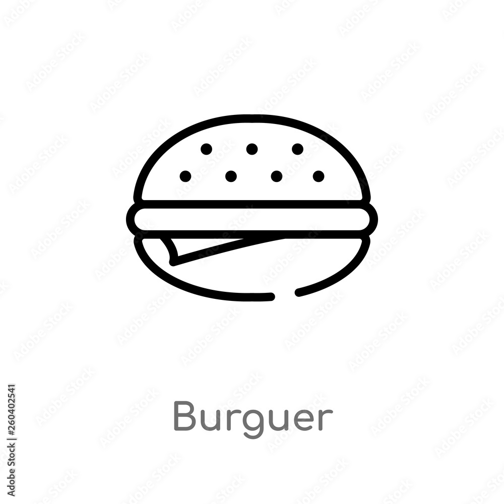 outline burguer vector icon. isolated black simple line element illustration from food concept. editable vector stroke burguer icon on white background outline burguer vector icon. isolated black simple line element illustration from food concept. editable vector stroke burguer icon on white background