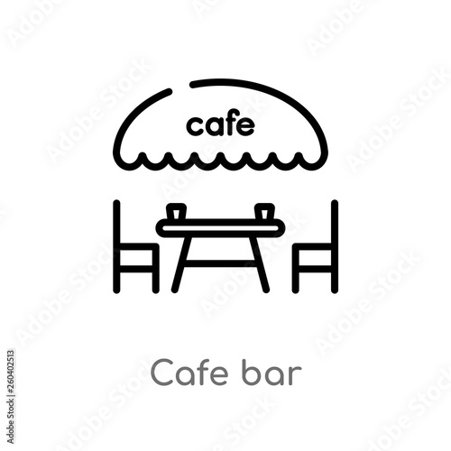 outline cafe bar vector icon. isolated black simple line element illustration from food concept. editable vector stroke cafe bar icon on white background