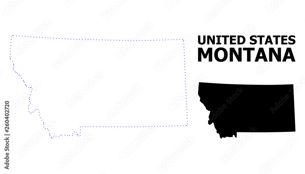 Vector Contour Dotted Map of Montana State with Name Stock Vector ...