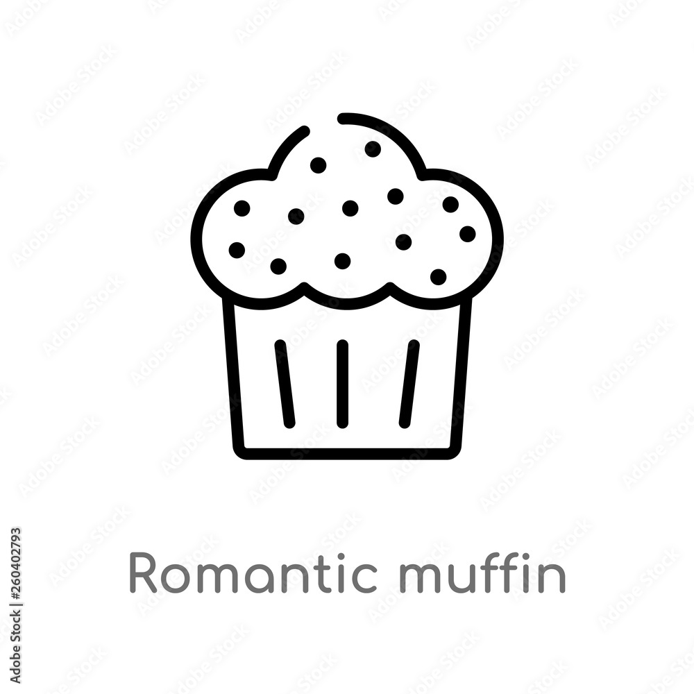 outline romantic muffin vector icon. isolated black simple line element illustration from food concept. editable vector stroke romantic muffin icon on white background