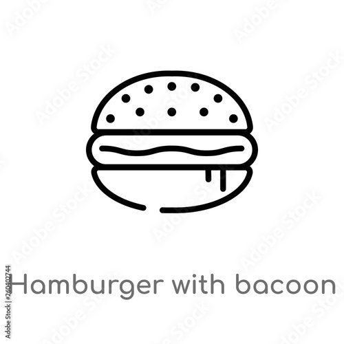 outline hamburger with bacoon vector icon. isolated black simple line element illustration from food concept. editable vector stroke hamburger with bacoon icon on white background photo