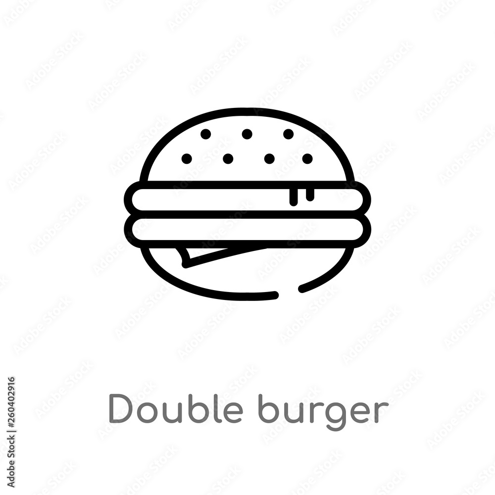 outline double burger vector icon. isolated black simple line element illustration from food concept. editable vector stroke double burger icon on white background outline double burger vector icon. isolated black simple line element illustration from food concept. editable vector stroke double burger icon on white background
