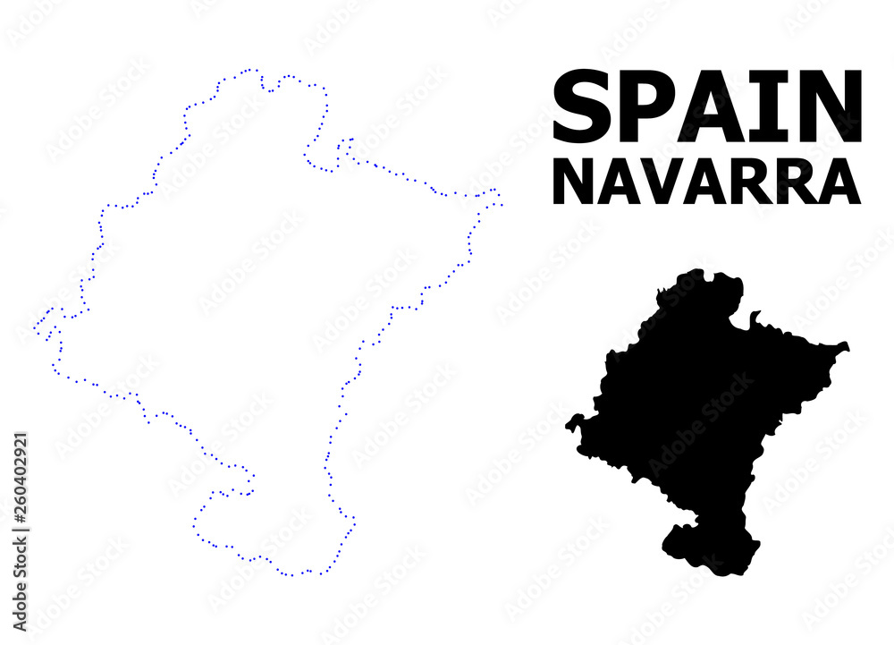 Vector Contour Dotted Map of Navarra Province with Caption