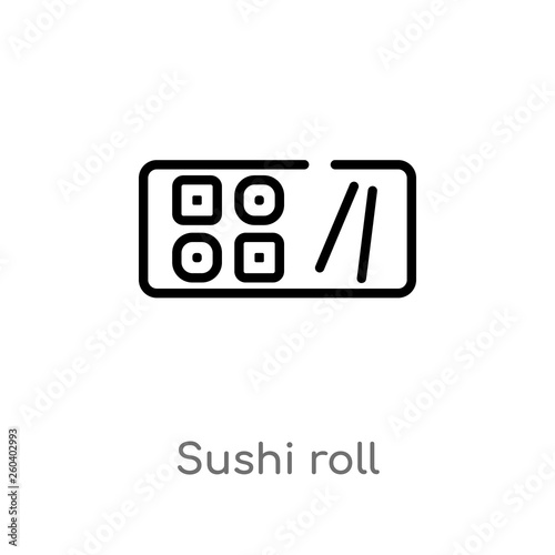 outline sushi roll vector icon. isolated black simple line element illustration from food concept. editable vector stroke sushi roll icon on white background