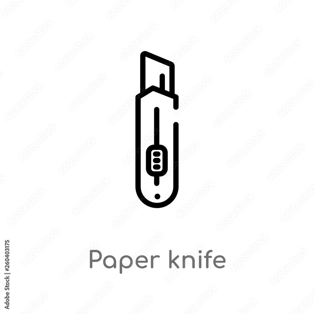outline paper knife vector icon. isolated black simple line element illustration from food concept. editable vector stroke paper knife icon on white background outline paper knife vector icon. isolated black simple line element illustration from food concept. editable vector stroke paper knife icon on white background