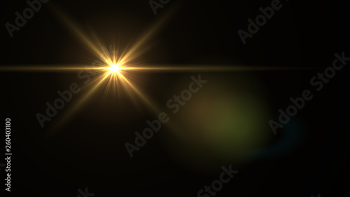Lens flare  glow light effect  on black background. Easy to add overlay or screen filter over photos 
