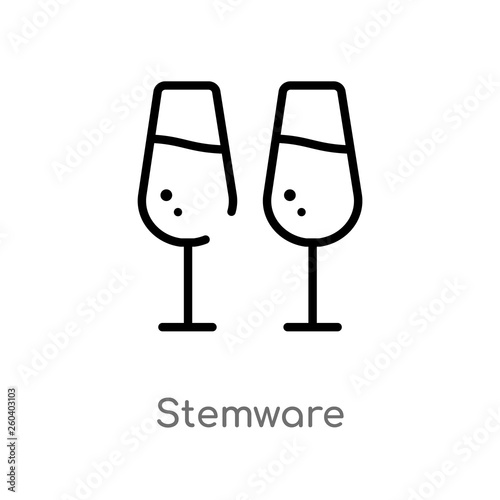 outline stemware vector icon. isolated black simple line element illustration from food concept. editable vector stroke stemware icon on white background