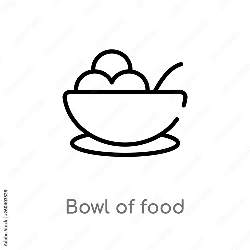 outline bowl of food vector icon. isolated black simple line element illustration from food concept. editable vector stroke bowl of food icon on white background outline bowl of food vector icon. isolated black simple line element illustration from food concept. editable vector stroke bowl of food icon on white background