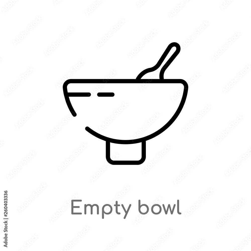 outline empty bowl vector icon. isolated black simple line element illustration from food concept. editable vector stroke empty bowl icon on white background outline empty bowl vector icon. isolated black simple line element illustration from food concept. editable vector stroke empty bowl icon on white background
